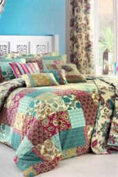Dreams & Drapes 'Marinelli' Hand Painted Floral Print Duvet Cover Set in Teal - Size: King - thumbnail 3