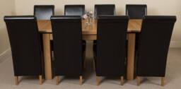 Thats Furniture Richmond 140-220cm Oak Extending Dining Table + 8 Montana Leather Chairs in Black - thumbnail 2