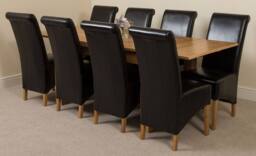 Thats Furniture Richmond 140-220cm Oak Extending Dining Table + 8 Montana Leather Chairs in Black - thumbnail 1