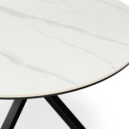 More4Homes Calne White marble Ceramic Round Dining Table & 6 Raye Velvet Chairs in Grey - thumbnail 4