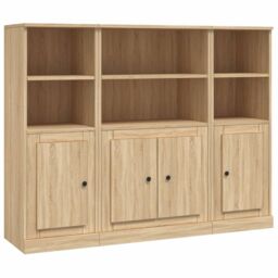 Berkfield Home Highboards 3 pcs Sonoma Oak Engineered Wood in Brown - thumbnail 2