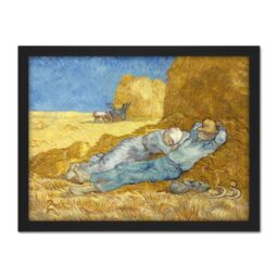 "Artery8 Wall Art Print Vincent Van Gogh The Siesta After Millet Large Framed Wall Décor Art in White - Size: W18"" x H24""" - thumbnail 1