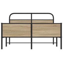 Berkfield Home Bed Frame without Mattress 120x190 cm Sonoma Oak Engineered Wood in Brown - thumbnail 5