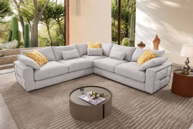 Stratus Interiors Jupiter Large Corner Sofa Bronze Accent in Grey - image 1