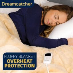 Dreamcatcher Electric Heated Blanket Throw Soft Fleece Faux Fur Polyester Washable Overblanket 9 Timer & Heat Settings 160 x 130cm - thumbnail 5