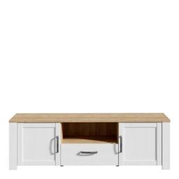 Wyld Haus Bramblecroft White & Natural Oak TV Unit 2 Doors 1 Drawer - thumbnail 4