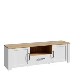 Wyld Haus Bramblecroft White & Natural Oak TV Unit 2 Doors 1 Drawer - thumbnail 2