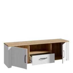 Wyld Haus Bramblecroft White & Natural Oak TV Unit 2 Doors 1 Drawer - thumbnail 5