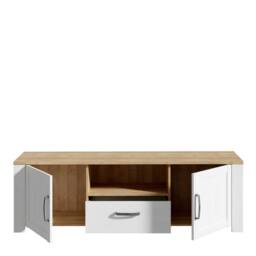 Wyld Haus Bramblecroft White & Natural Oak TV Unit 2 Doors 1 Drawer - thumbnail 6