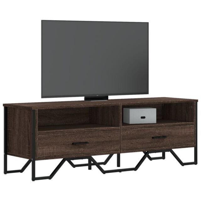Berkfield Home TV Cabinet Brown Oak 122x34x41 cm Engineered Wood - Size: 122 x 34 x 41 cm - image 1
