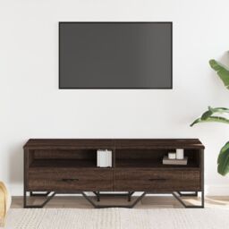 Berkfield Home TV Cabinet Brown Oak 122x34x41 cm Engineered Wood - Size: 122 x 34 x 41 cm - thumbnail 3