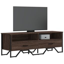 Berkfield Home TV Cabinet Brown Oak 122x34x41 cm Engineered Wood - Size: 122 x 34 x 41 cm - thumbnail 1