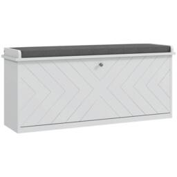 Wyld Haus Rakamo White Shoe Bench with Grey Padded Seat Holds up to 10 Pairs - thumbnail 2