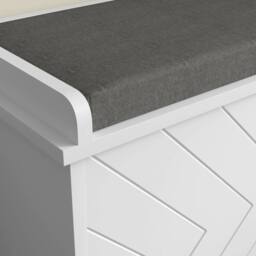 Wyld Haus Rakamo White Shoe Bench with Grey Padded Seat Holds up to 10 Pairs - thumbnail 8