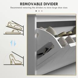 Wyld Haus Rakamo White Shoe Bench with Grey Padded Seat Holds up to 10 Pairs - thumbnail 6
