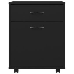 Berkfield Home Rolling Cabinet Black 45x38x54 cm Engineered Wood - Size: 45 x 38 x 54 cm - thumbnail 4