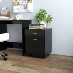Berkfield Home Rolling Cabinet Black 45x38x54 cm Engineered Wood - Size: 45 x 38 x 54 cm - thumbnail 1