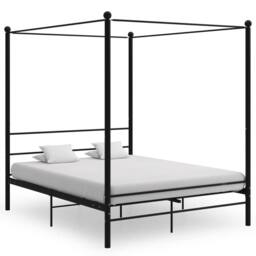 Berkfield Home Durable Canopy Bed Frame Black Metal 160x200 cm - thumbnail 2