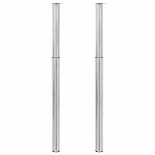Berkfield Home 2 Telescopic Table Legs Brushed Nickel 710 mm-1100 mm in Silver - image 1