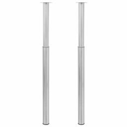 Berkfield Home 2 Telescopic Table Legs Brushed Nickel 710 mm-1100 mm in Silver - thumbnail 1