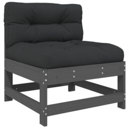 Berkfield Home 3 Piece Garden Lounge Set with Cushions Grey Solid Wood - thumbnail 6