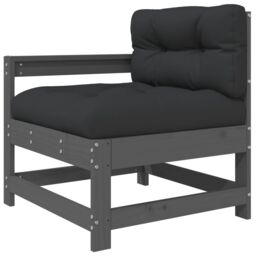 Berkfield Home 3 Piece Garden Lounge Set with Cushions Grey Solid Wood - thumbnail 5