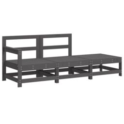 Berkfield Home 3 Piece Garden Lounge Set with Cushions Grey Solid Wood - thumbnail 4