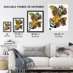 Artery8 Papillons Bright Vintage Butterflies Framed Wall Art Print Eugene Seguy - Size: A4 - thumbnail 3