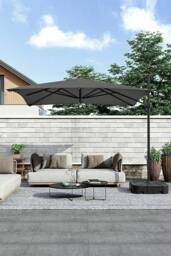 Garden Sanctuary Rotating Square Outdoor Patio Cantilever Parasol with Plastic Base in Dark Grey - thumbnail 2