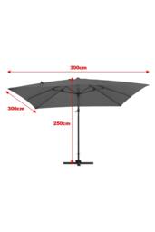 Garden Sanctuary Rotating Square Outdoor Patio Cantilever Parasol with Plastic Base in Dark Grey - thumbnail 5