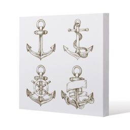 Benjamin Tate Design Drawn Anchors (Canvas Print) / 77 x 77 x 4cm in Natural - Size: 77 x 77 x 4 cm - thumbnail 1