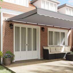 Berkfield Home Manual Retractable Awning Light Grey 600x350 cm - thumbnail 3