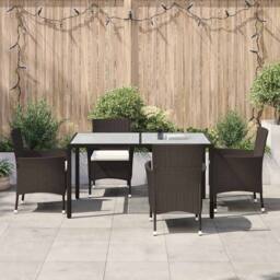 Berkfield Home Beautiful 5 Piece Garden Dining Set with Cushions Brown Poly Rattan - thumbnail 2
