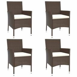 Berkfield Home Beautiful 5 Piece Garden Dining Set with Cushions Brown Poly Rattan - thumbnail 1