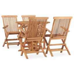 Berkfield Home 5 Piece Folding Outdoor Dining Set Solid Teak Wood in Brown