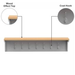 Kelvenix Grey Wall Mounted Coat Rack Shelf 80cm - Size: 0.6m2 - thumbnail 3