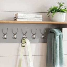 Kelvenix Grey Wall Mounted Coat Rack Shelf 80cm - Size: 0.6m2 - thumbnail 5