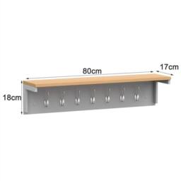 Kelvenix Grey Wall Mounted Coat Rack Shelf 80cm - Size: 0.6m2 - thumbnail 2