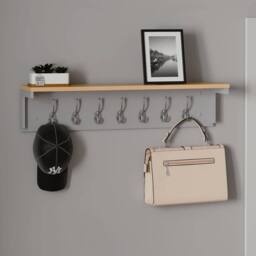 Kelvenix Grey Wall Mounted Coat Rack Shelf 80cm - Size: 0.6m2 - thumbnail 4