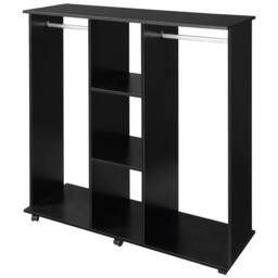 FURNOS Open Wardrobe Clothes Rail With Storage Shelves on Wheels Black - thumbnail 6