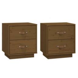 Berkfield Home Beautiful Bedside Cabinets 2 pcs Honey Brown 40x34x45 cm Solid Wo - Size: 40 x 34 x 45 cm - thumbnail 3