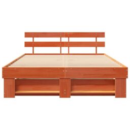 Berkfield Home with Headboard Brown 160 x 200 cm Pine wood - thumbnail 6