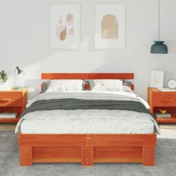 Berkfield Home with Headboard Brown 160 x 200 cm Pine wood - thumbnail 5