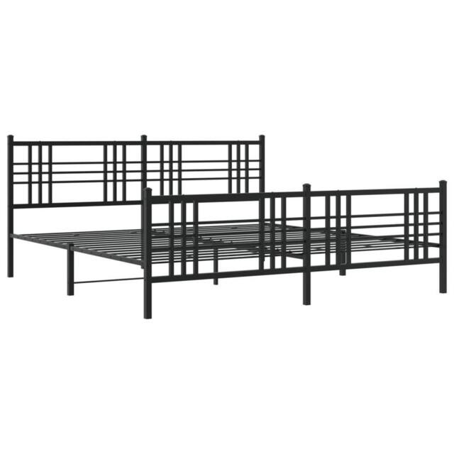 Berkfield Home Metal Bed Frame without Mattress with Footboard Black 193x203cm - Size: 193x203 cm - image 1