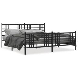 Berkfield Home Metal Bed Frame without Mattress with Footboard Black 193x203cm - Size: 193x203 cm - thumbnail 3