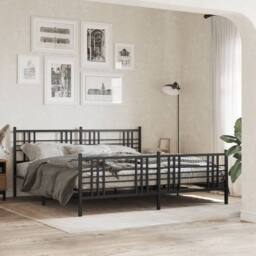 Berkfield Home Metal Bed Frame without Mattress with Footboard Black 193x203cm - Size: 193x203 cm - thumbnail 2