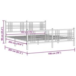 Berkfield Home Metal Bed Frame without Mattress with Footboard Black 193x203cm - Size: 193x203 cm - thumbnail 8
