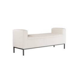 Wyld Haus Brooklyn Ivory Linen Bench Matt Black Metal Legs - thumbnail 2