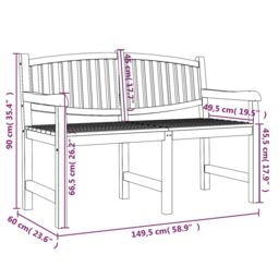 Berkfield Home Garden Bench 149.5x60x90 cm Solid Teak Wood in Brown - thumbnail 6