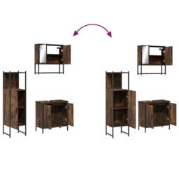 Berkfield Home 3 Piece Bathroom Furniture Set Smoked Oak Engineered Wood in Brown - thumbnail 9